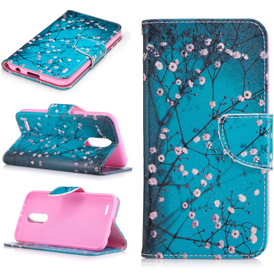 

Plum blossom Design PU Leather Flip Cover Wallet Card Holder Case for LG K10 2017