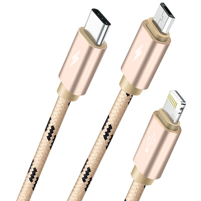 

Capshi ​LightningMicroType-c data &charging cablegold