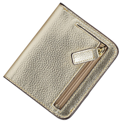 

Ma Liannu head layer of cow leather ladies short paragraph wallet fashion simple thin section two fold zero purse black