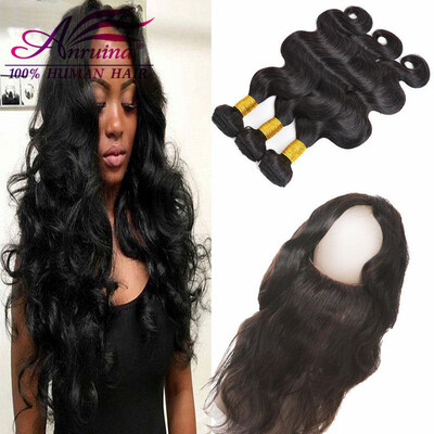 

Brazilian 360 lace frontal with bundles body wave with closure lace frontal with bundles 3 bundles&frontal closure