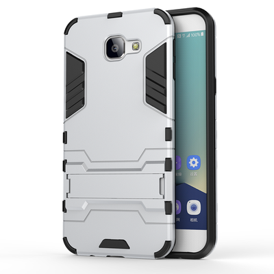 

Silver Slim Robot Armor Kickstand Shockproof Hard Rugged Rubber Back Case For SAMSUNG Galaxy A8 2016A810