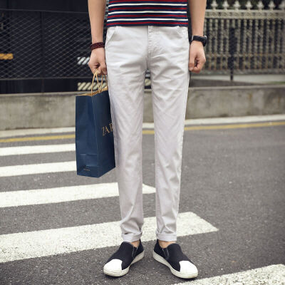 

Yisheng fashion simple simple color Slim small straight casual pants male ZY949 black 31