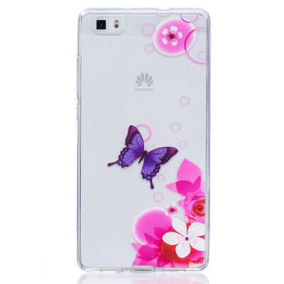 

Pink Butterfly Pattern Soft Thin TPU Rubber Silicone Gel Case Cover for HUAWEI P8 Lite