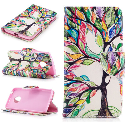 

Colorful tree Design PU Leather Flip Cover Wallet Card Holder Case for Motorola Moto G5