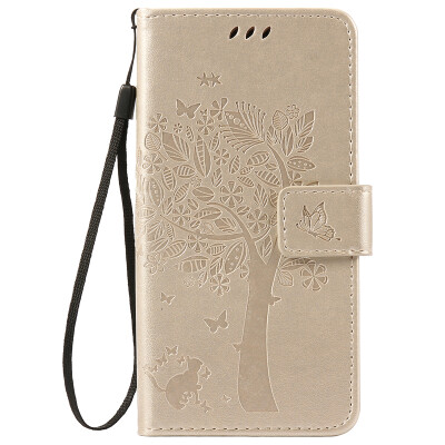 

Gold Tree Design PU Leather Flip Cover Wallet Card Holder Case for HUAWEI Enjoy 5