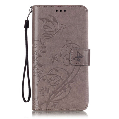 

Gray Flower Design PU Leather Flip Cover Wallet Card Holder Case for HUAWEI G8