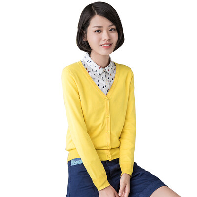 

INMAN long - sleeved cardigan sweater sweater banana yellow  1863132603