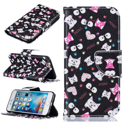 

Black cat Design PU Leather Flip Cover Wallet Card Holder Case for IPHONE 66S