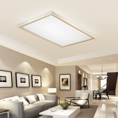 

Ou Pu lighting LED ceiling lamp large living room lights mobile phone remote control dual intelligent control dimming color rectangle crystal lighting 92 64cm115 watts 25-35 flat to send remote control