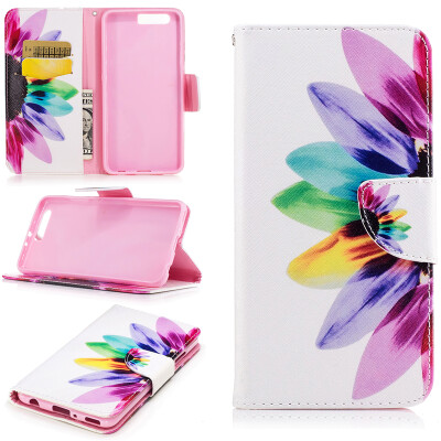 

Seven color flowers Design PU Leather Flip Cover Wallet Card Holder Case for Huawei P10 Plus