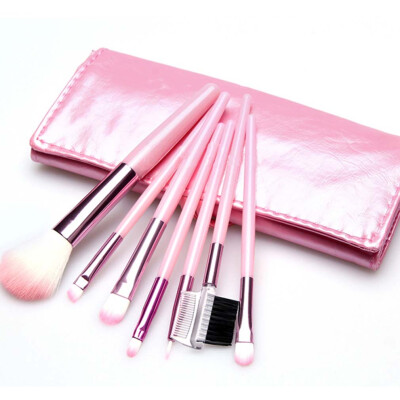 

7 pcs Makeup Brushes Set Foundation Eyeshadow Eyeliner Blusher Leather Case