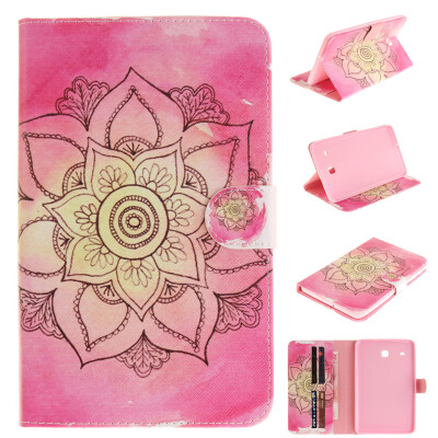 

Pink flower Style Embossing Classic Flip Cover with Stand Function and Credit Card Slot for Samsung Galaxy Tab E 8.0 SM-T377V