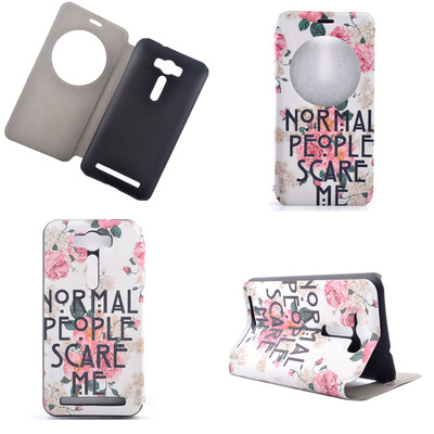 

Rose Flower Design PU Leather Flip Cover Wallet Card Holder Case for Asus Zenfone 2 Laser ZE500KL