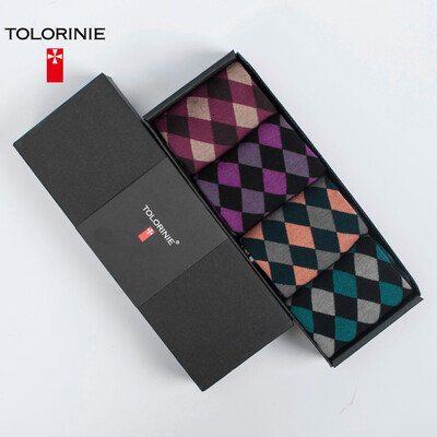 

TOLORINIE business men socks combed cotton trend cotton socks four seasons men socks in the tube socks check 4 double K7104M0011