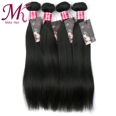 

MOKO Hair 7A Grade Brazilian Virgin Hair Straight Human Hair Weaving Bundles 8"-28" Unprocessed Straight Virgin Hair 4 Bundles
