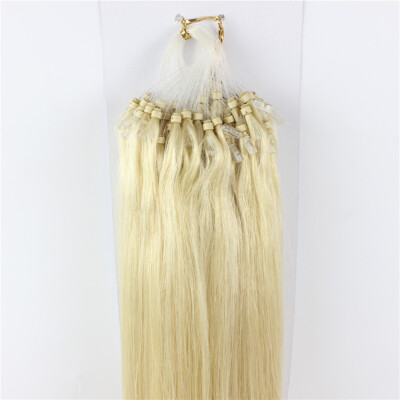 

100% Brazilian Virgin Remy Hair #60 Platinum Blonde Straight Micro Bead Loop Ring Hair Extensions 1g/s