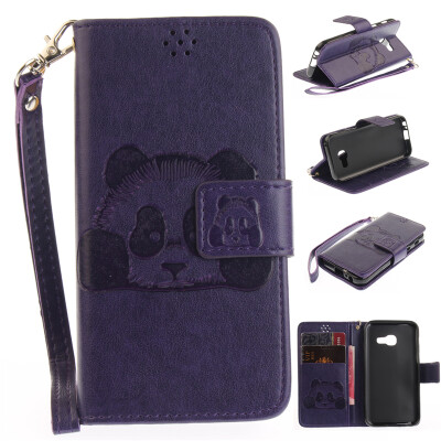 

Purple Panda Style Embossing Classic Flip Cover with Stand Function and Credit Card Slot for Samsung Galaxy A3 2017/A320