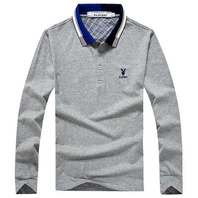 

PLAYBOY POLO Shirt Long Sleeve Business Turn Down Neck T Shirt