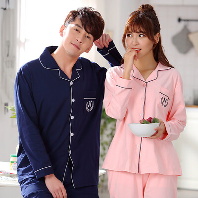 

【Jingdong Supermarket】 Antarctic men and women couples pajamas cotton pajamas home service can wear long-sleeved cardigan cotton leisure home service suit female classic color