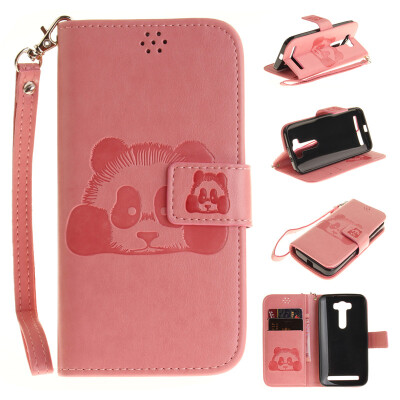 

Pink Panda Style Embossing Classic Flip Cover with Stand Function and Credit Card Slot for ASUS ZenFone 2 Laser ZE500KL