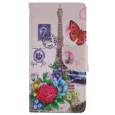 

Butterfly Tower Design PU Leather Flip Cover Wallet Card Holder Case for SAMSUNG J5Prime