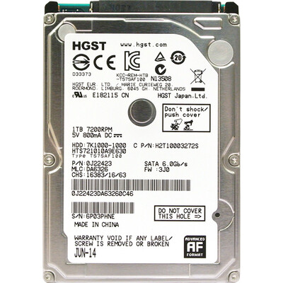 

ноутбуков диски Yuke (HGST) 1Tb 5400 оборотов в минуту 32M SATA6Gb / с