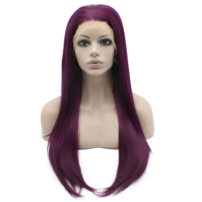 

Long Straight Purple Hand Tied Lace Front Cosplay Party Wig