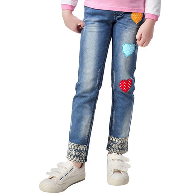 

Xin Song girls heart-shaped patch embroidered washed jeans in the big spring spring&autumn cowboy casual trousers J044B130 56