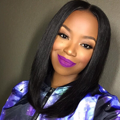 

NLW Brazilian virgin human hair Lace front wigs Bob cut straight Glueless wigs for black women