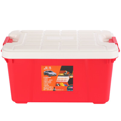 

Amausa thickening car storage multi-purpose sealed large capacity trunk home storage compartment debris storage box 42 liters PP green plastic -600 red