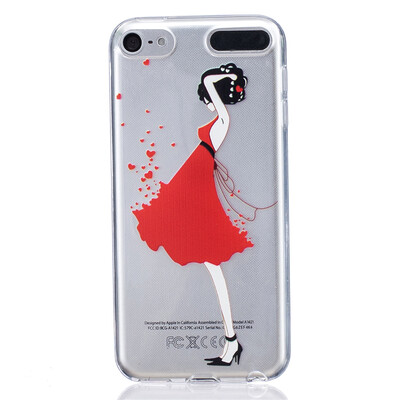 

Red Dress girl Pattern Soft Thin TPU Rubber Silicone Gel Case Cover for iPod Touch 5