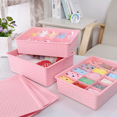 

Sheng Ni Shang Pin underwear storage box bra underwear socks small wardrobe storage box storage box pink three-piece cover with li