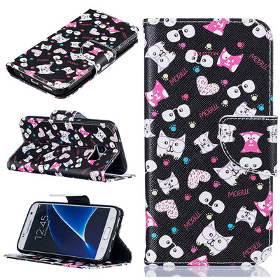 

Black cat Design PU Leather Flip Cover Wallet Card Holder Case for SAMSUNG GALAXY S7