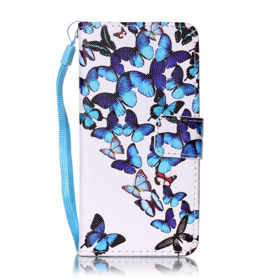 

Blue Butterfly Design PU Leather Flip Cover Wallet Card Holder Case for SAMSUNG A310