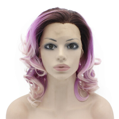 

Shoulder Length Wavy Heat Three Tone Lace Front Synthetic Wig