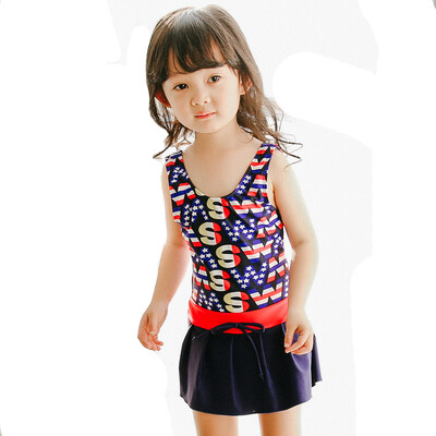 

Qiaohai QIHAI 6614-8 children&39s conjoined skirt swimsuit cute letters fashion was thin hot spring swimsuit girl possession blue blue code