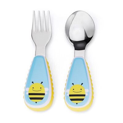 

SKIP HOP cute zoo stainless steel fork spoon tableware combination cartoon pattern child fork spoon suit - puppy 12 months or more