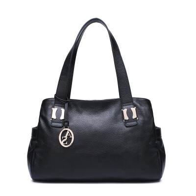 

Elvis kangaroo APDISHU Boston handbags cowhide shoulder bag head layer cowhide lady bag AP8055-1 black