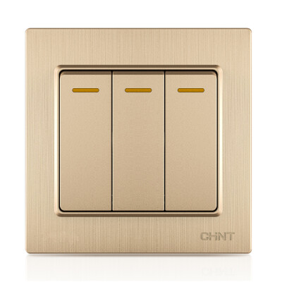 

Zhengtai (CHNT) socket panel two open multi-control switch panel brushed gold 7L series NEW7-L07202A