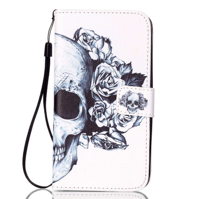 

Skull Design PU Leather Flip Cover Wallet Card Holder Case for LG K10