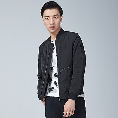 

YOSE Jacket Male Long Sleeve Men Thickening Print Men's Fashion Korean Men's Jacket Black XXL 185