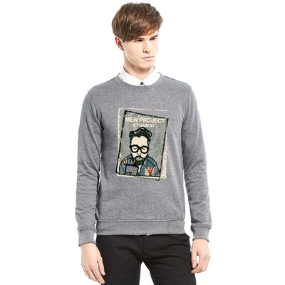 

Antarctic sweater men fashion round neck tide male cartoon print cotton casual men long sleeve sweater NJR816 black L