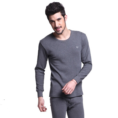

Seven wolves Qiuyi Qiuku mens cotton thermal underwear cotton round neck thin section cotton sweater set 8001 Navy