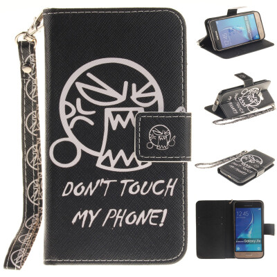 

Do not touch me Design PU Leather Flip Cover Wallet Card Holder Case for SAMSUNG GALAXY J1 2016 /J120