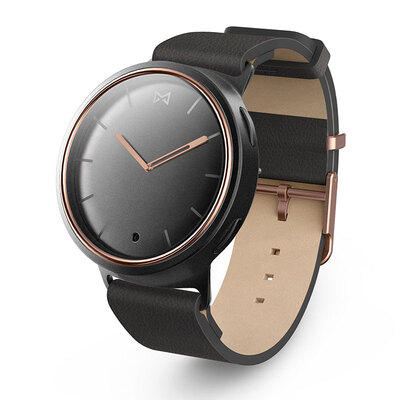 

Misfit Phase Smart Compound Watch Obsidian Black Rose Gold Leather Wrist Strap Интеллектуальные часы Автоматический монитор Step Monitor Sleep Call SMS Reminder Music Control