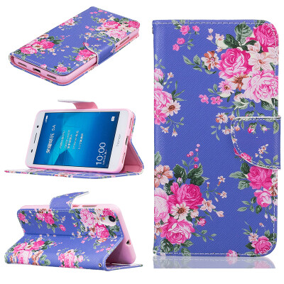 

Purple flowers Design PU Leather Flip Cover Wallet Card Holder Case for HUAWEI Honor 5A/Y6 II