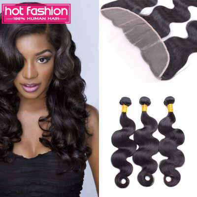 

8A Peruvian Virgin Hair Body Wave With Frontal Cheap Unprocessed Virgin Hair Bundles With Frontal Hot Selling Free Shipping