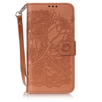 

Brown Rose Design PU Leather Flip Cover Wallet Card Holder Case for SAMSUNG S6