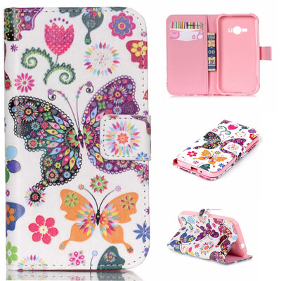 

Красочные бабочки Дизайн PU кожа флип кошелек карты держатель чехол для SAMSUNG Galaxy J1 Ace