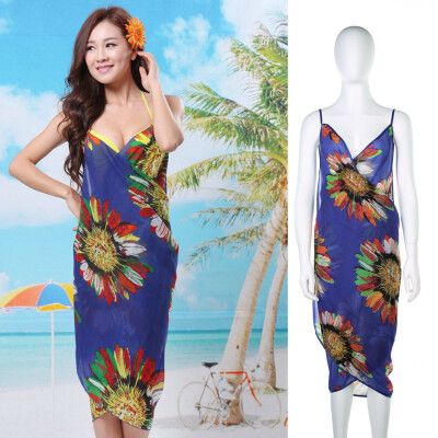 

Women Sexy Summer Floral Chiffon Bikini Cover Up Beach Dress Swimwear Wrap